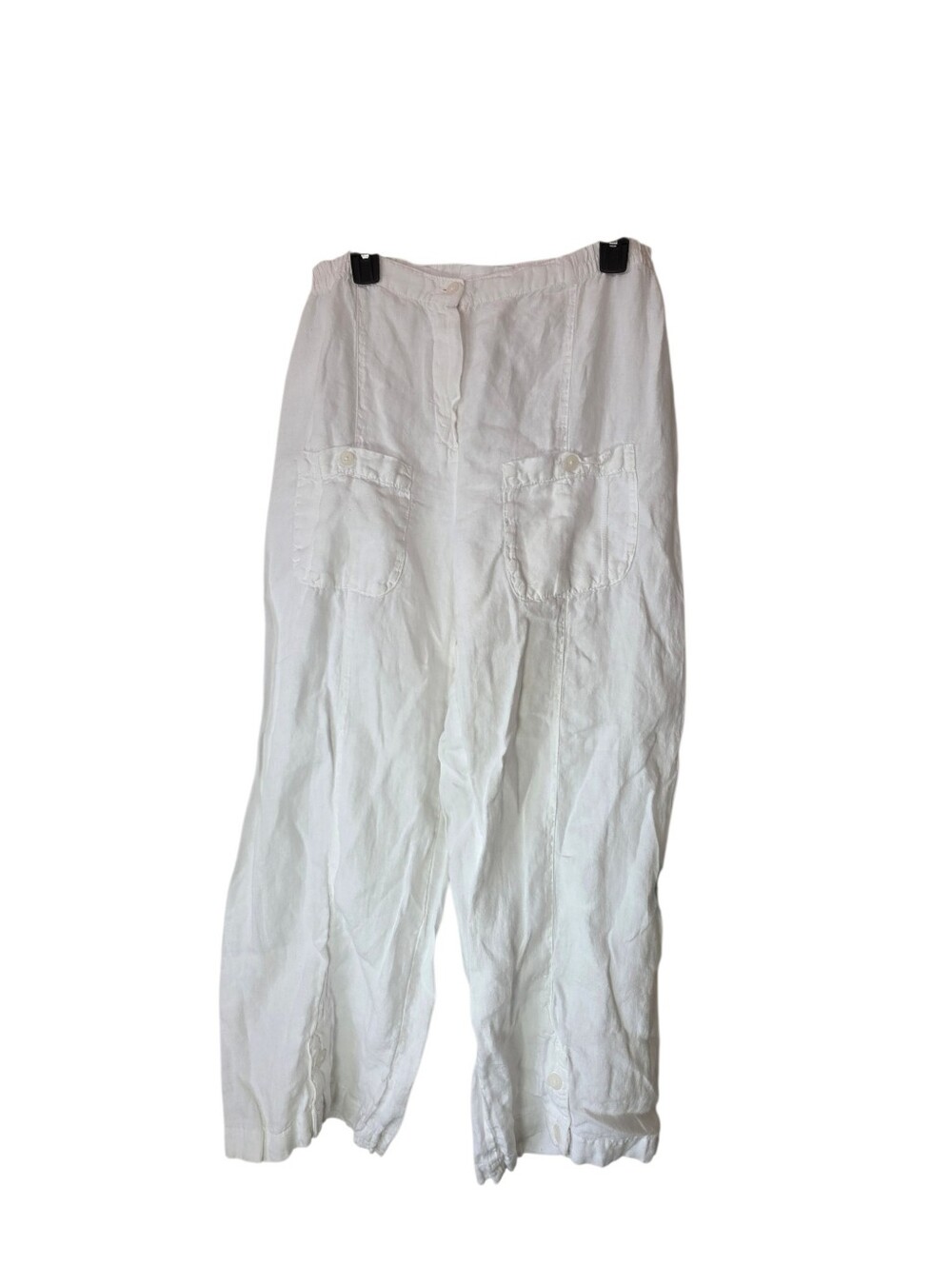 Cannisse White Linen Wide-Leg Button Front Pants Size 28